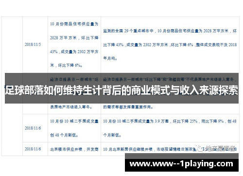 足球部落如何维持生计背后的商业模式与收入来源探索